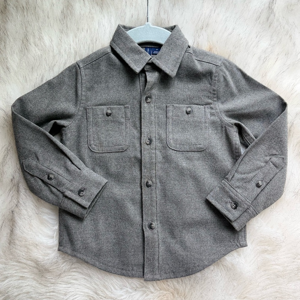 Janie and Jack Gray Button-Front Kids Shirt